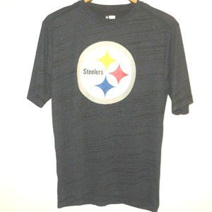 Pittsburgh Steelers Tee Shirt Size M Unisex Striated Gray Short Sleeves NFL